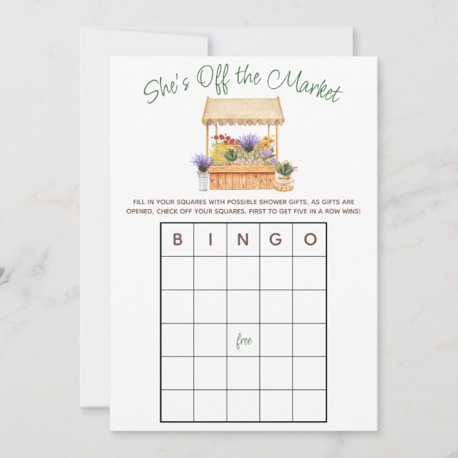 Invitation Elle est hors du marché Fête des mariées jeu BINGO (Devant)