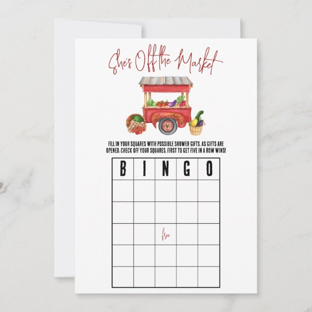 Invitation Elle est hors du marché Fête des mariées jeu BINGO (Devant)