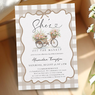 Invitation Elle est hors du marché Vélos Gingham Enterrement 