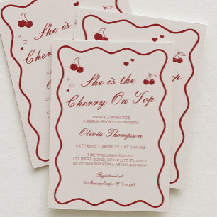 Invitation Elle est la cerise sur le gâteau Baby Shower