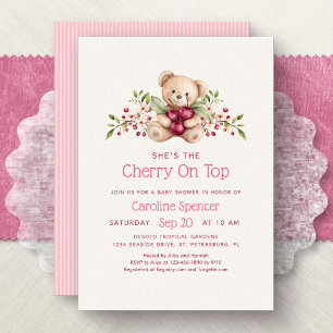 Invitation Elle est la cerise sur le gâteau Baby Shower