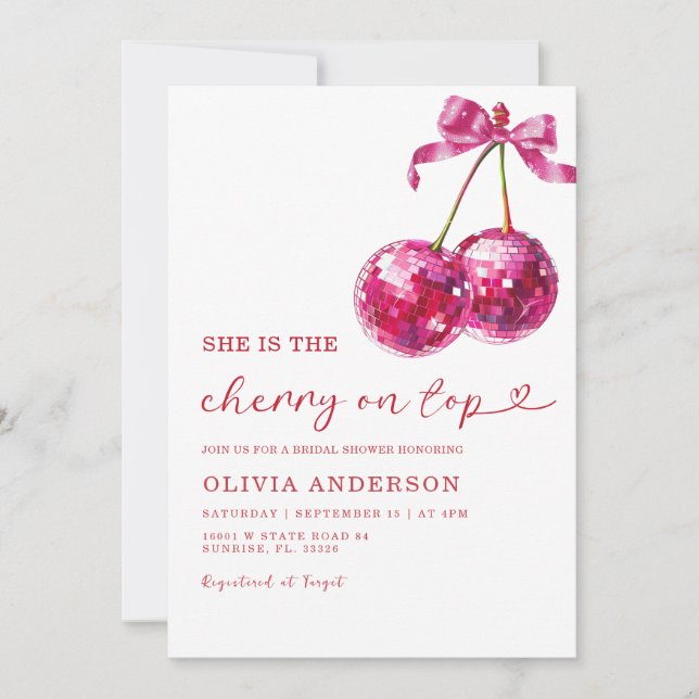 Invitation Elle est la cerise sur le Top Bridal Shower Invita (Devant)