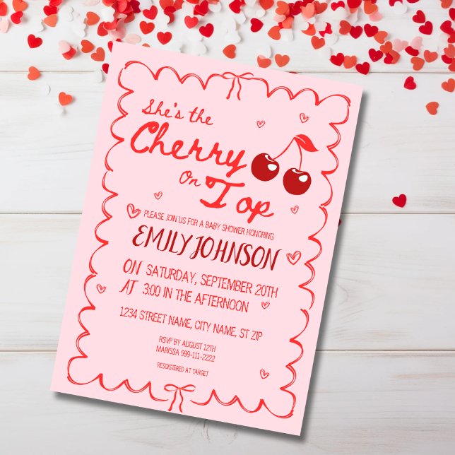 Invitation Elle est la cerise sur l'invitation de Baby shower (Créateur téléchargé)