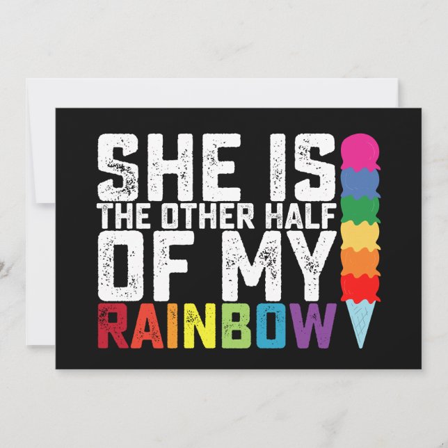 Invitation Elle Est L'Autre Moitié De Mon Rainbow Lesbian Gay (Devant)