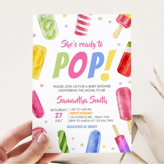 Invitation Elle est prête à faire du Baby shower (Popsicle Baby Shower Invitation)