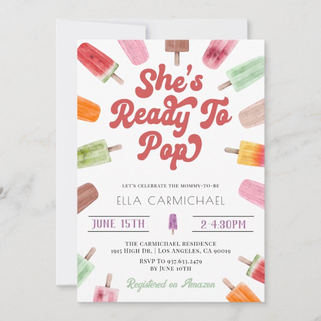 Invitation Elle est prête à faire du Baby shower populaire (Devant)
