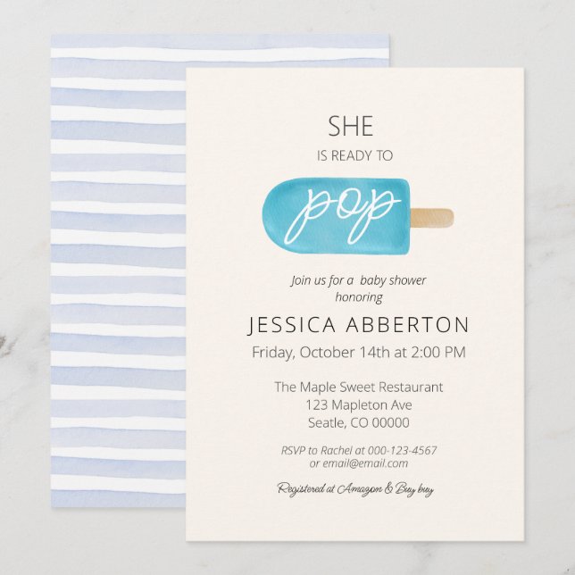 Invitation Elle est prête à faire du Baby shower populaire (Devant / Derrière)