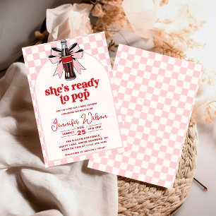 Invitation Elle est prête à faire éclater la Fête de Bébé ros