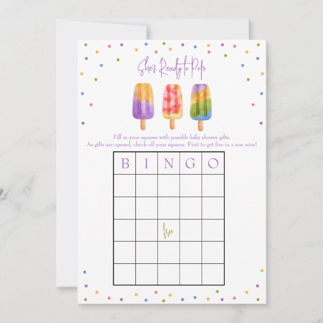 Invitation Elle est prête à jouer, Baby shower jeu BINGO (Devant)