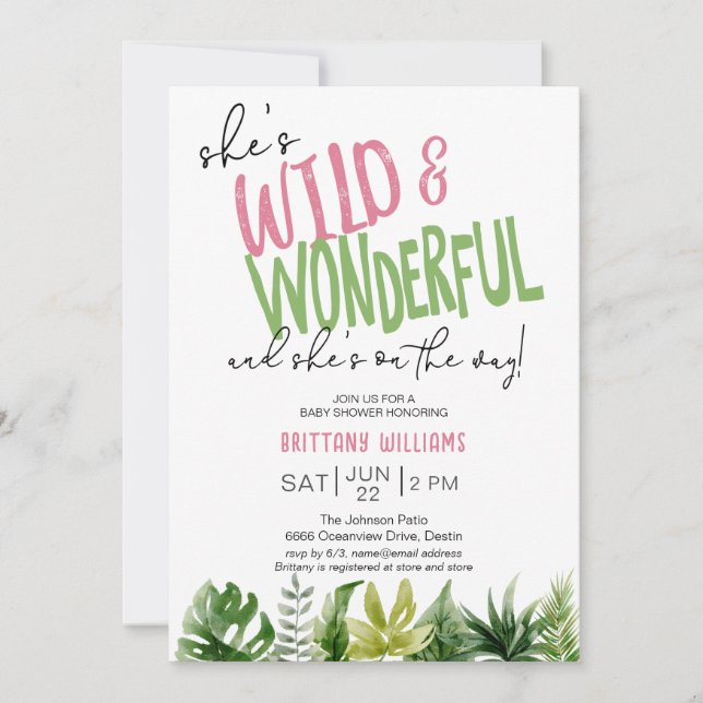Invitation Elle est sauvage et merveilleuse Baby shower de fi (Devant)