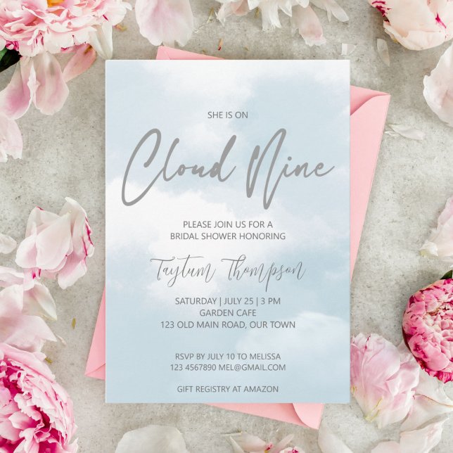 Invitation Elle est sous la douche nuptiale de nuage neuf (Créateur téléchargé)