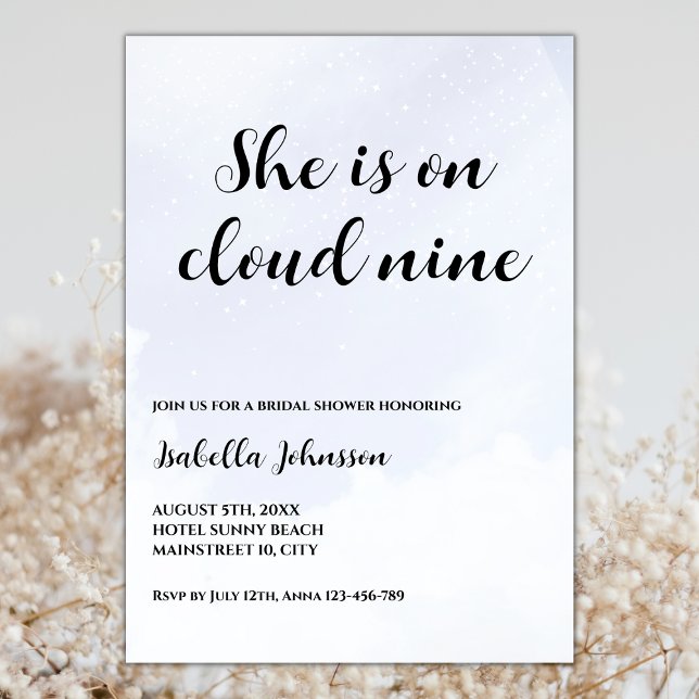 Invitation Elle Est Sur Cloud Neuf Fête des mariées Minimalis (she is om cloud nine bridal shower invitation cloud 9 bridal shower invitations elegant minimalist)