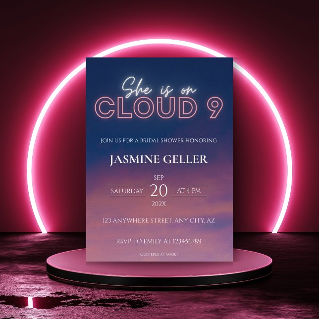 Invitation Elle est sur le nuage 9 Elégante Fête des mariées  (Créateur téléchargé)