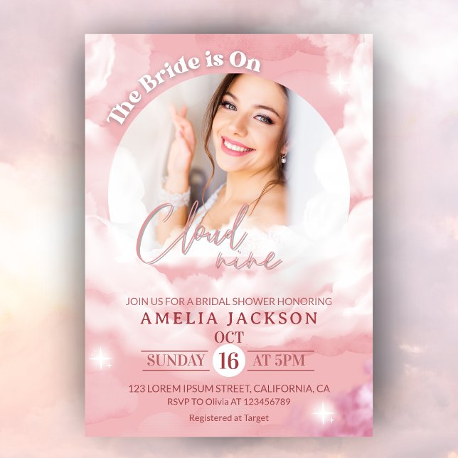 Invitation Elle est sur le nuage neuf Elégante Fête des marié (Créateur téléchargé)