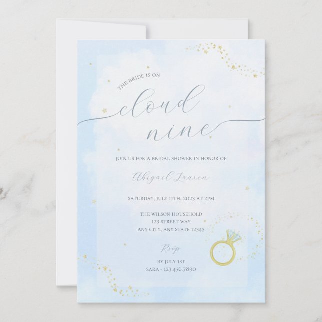 Invitation Elle est sur le nuage neuf nuptiale de douche Invi (Devant)