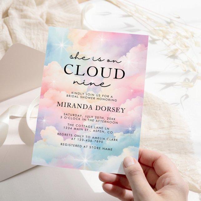 Invitation Elle Est Sur Nuage 9 Dreamstars Fête des mariées (Créateur téléchargé)