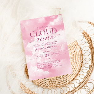 Invitation Elle est sur un nuage rose pour la fête de mariage