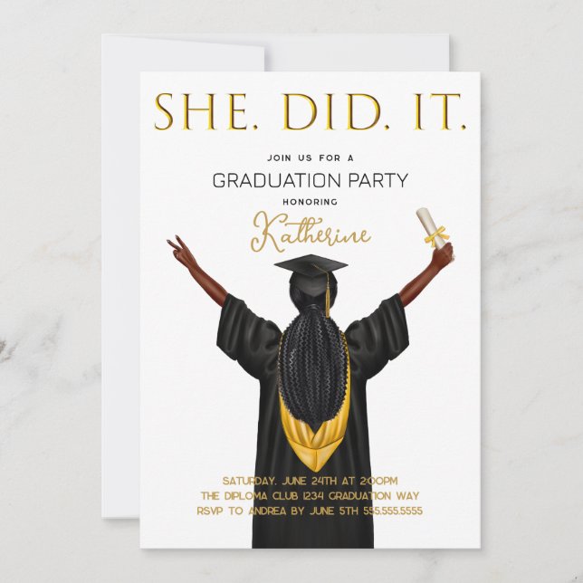 Invitation Elle L'A Fait Diplôme (Devant)