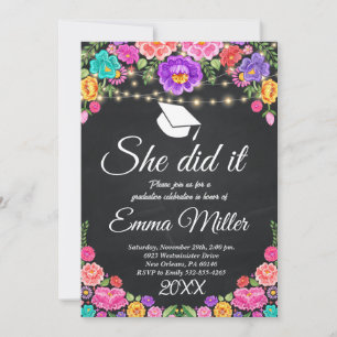 Invitation Elle L'A Fait, Diplôme Mexicain De Chalkboard