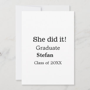 Invitation Elle l'a fait diplômée ajouter nom classe de texte