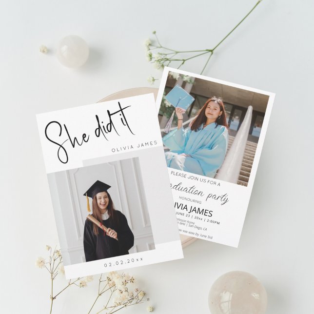 Invitation Elle l'a fait diplômée en photo (Créateur téléchargé)