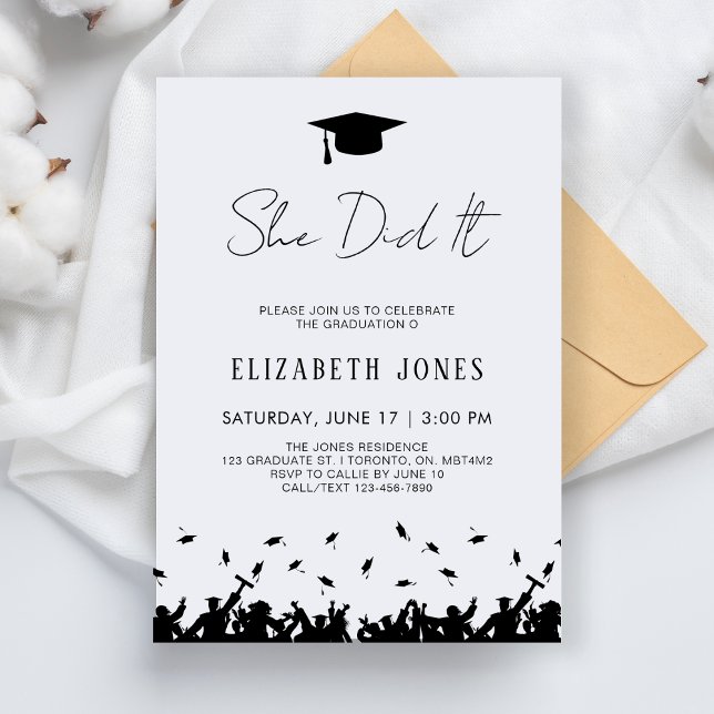 Invitation Elle L'A Fait Graduation Party Classe De 2025 Grad (Créateur téléchargé)