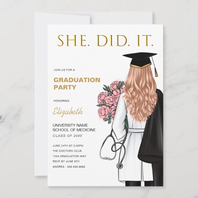 Invitation Elle L'A Fait Infirmier Les Diplômes De L'École Mé (Devant)