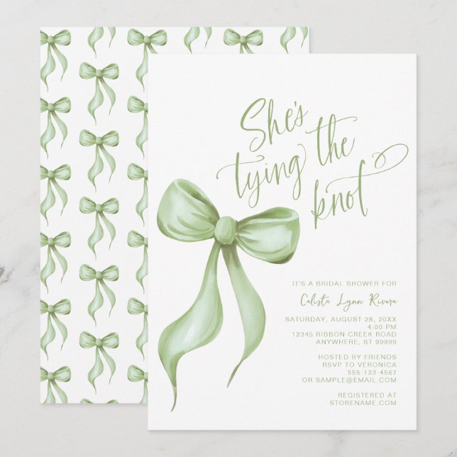 Invitation Elle noue la Fête des mariées de la ceinture verte (Devant / Derrière)