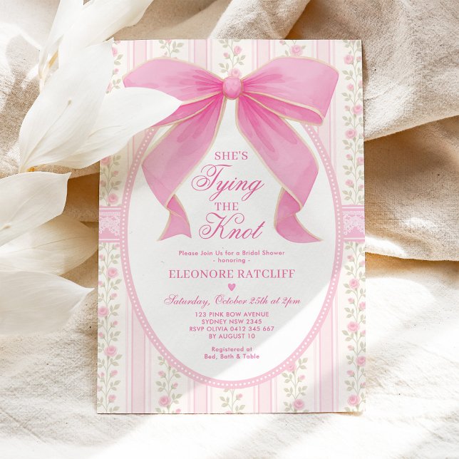 Invitation Elle noue la Fête des mariées de la chic boue rose (Créateur téléchargé)