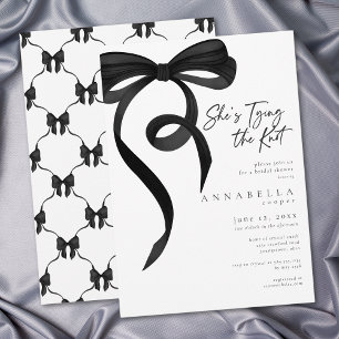 Invitation Elle Noue le Nœud Chic Nœud Noir Enterrement de Vi