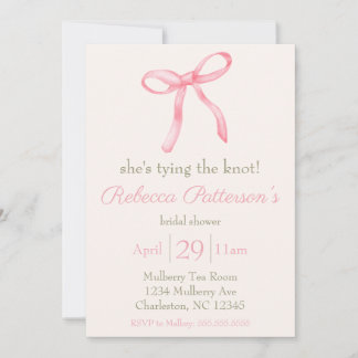 Invitation "Elle noue le noeud" Fête des mariées Coquette