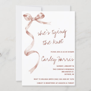 Invitation Elle noue le noeud ! Fête des mariées moderne