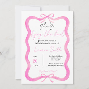 Invitation "Elle Noue le Nœud" Nœud Papillon Rose Dessiné à l