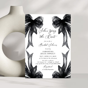 Invitation Elle Noue Le Nœud Noir Ruban Mariage