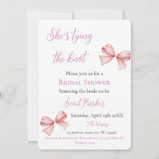 Invitation Elle noue le nœud Rose Bow Enterrement de vie de j