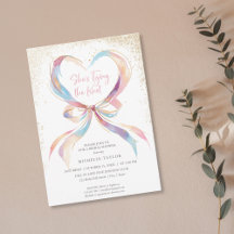 Elle noue le noeud rose Fête des mariées Bow Invit