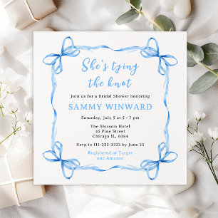 Invitation Elle Noue Le Nœud Ruban Bleu Baby Shower
