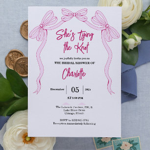 Invitation Elle Noue le Nœud Simple Rose Simple Fête de Maria