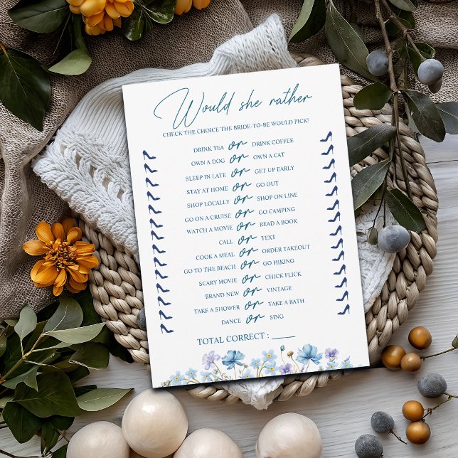 Invitation Elle Préférerait Fête des mariées Florale Game Car (Créateur téléchargé)