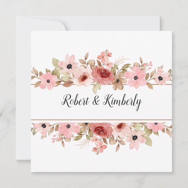 Invitation ELLE Rose Fleur Élégant Mariage (Devant)