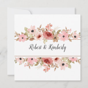 Invitation ELLE Rose Fleur Élégant Mariage