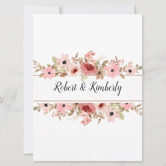 Invitation ELLE Rose Fleur Élégant Mariage (Devant)