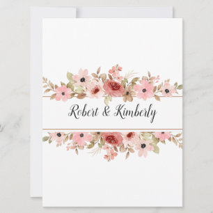 Invitation ELLE Rose Fleur Élégant Mariage