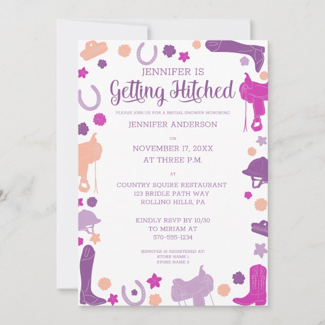 Invitation Elle se fait une Fête des mariées équestre amusant (Devant)