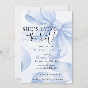 Invitation Elle se marie, quelque chose de bleu, noeud bleu