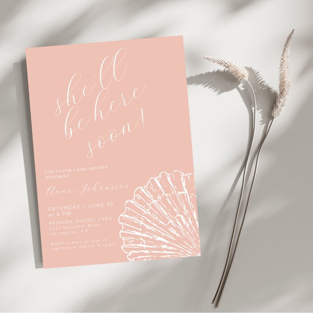 Invitation Elle sera bientôt là Élégante Fête de Naissance Ro (Créateur téléchargé)