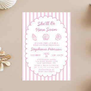 Invitation Elle sera bientôt là Fille de Coquillage Baby Show
