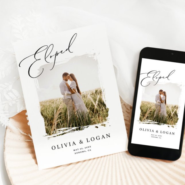 Invitation Eloped Modern Script Photo Wedding Announcement  (Créateur téléchargé)