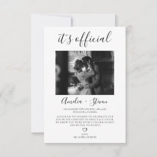 Invitation Elopement Announcement With Photo, We Got Married