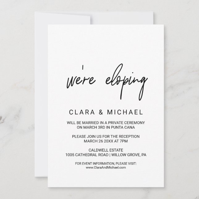 Invitation Elopement de calligraphie Whimsical (Devant)